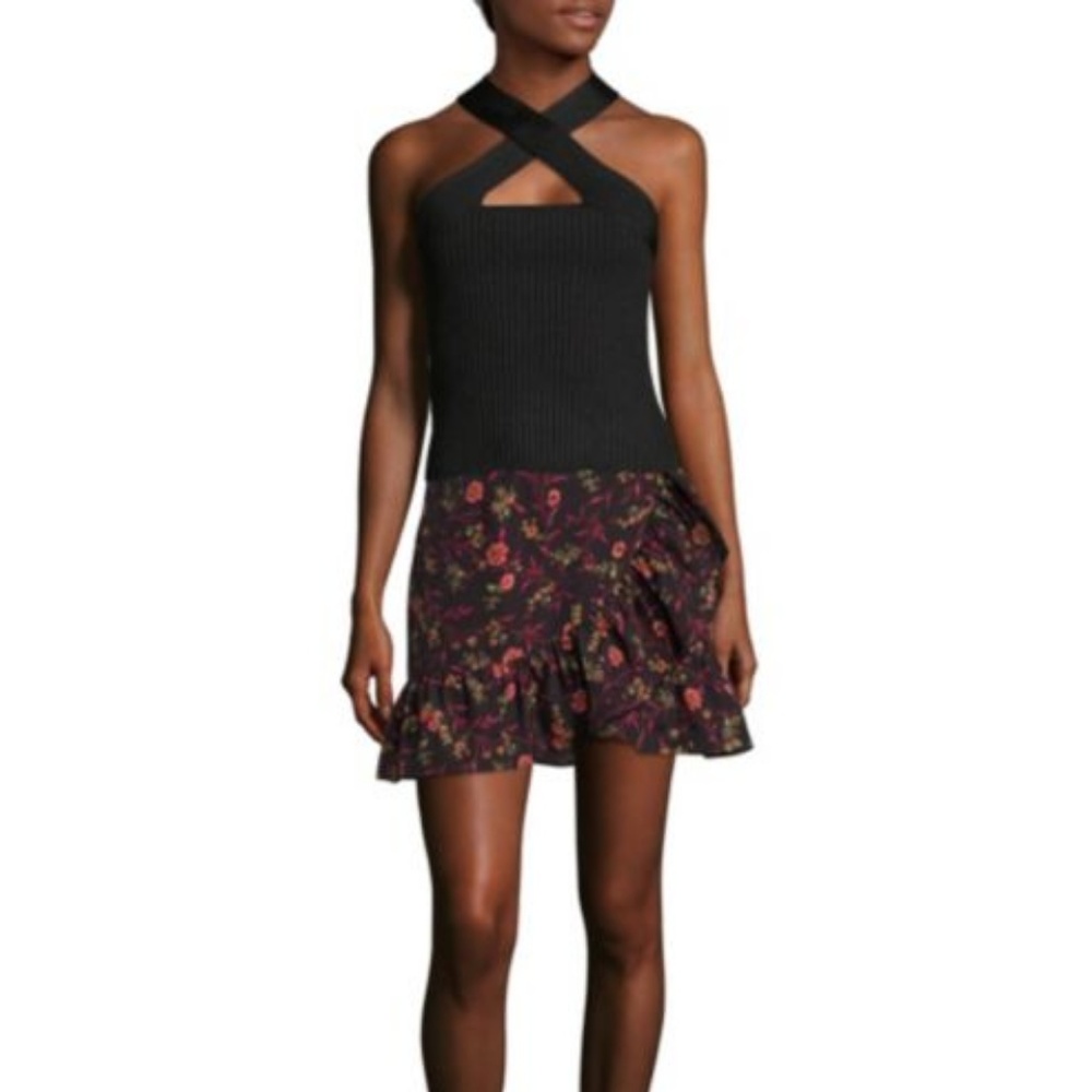 NWT Scripted Metallic Crossover Rib-Knit Top SZ-L - Picture 3 of 5